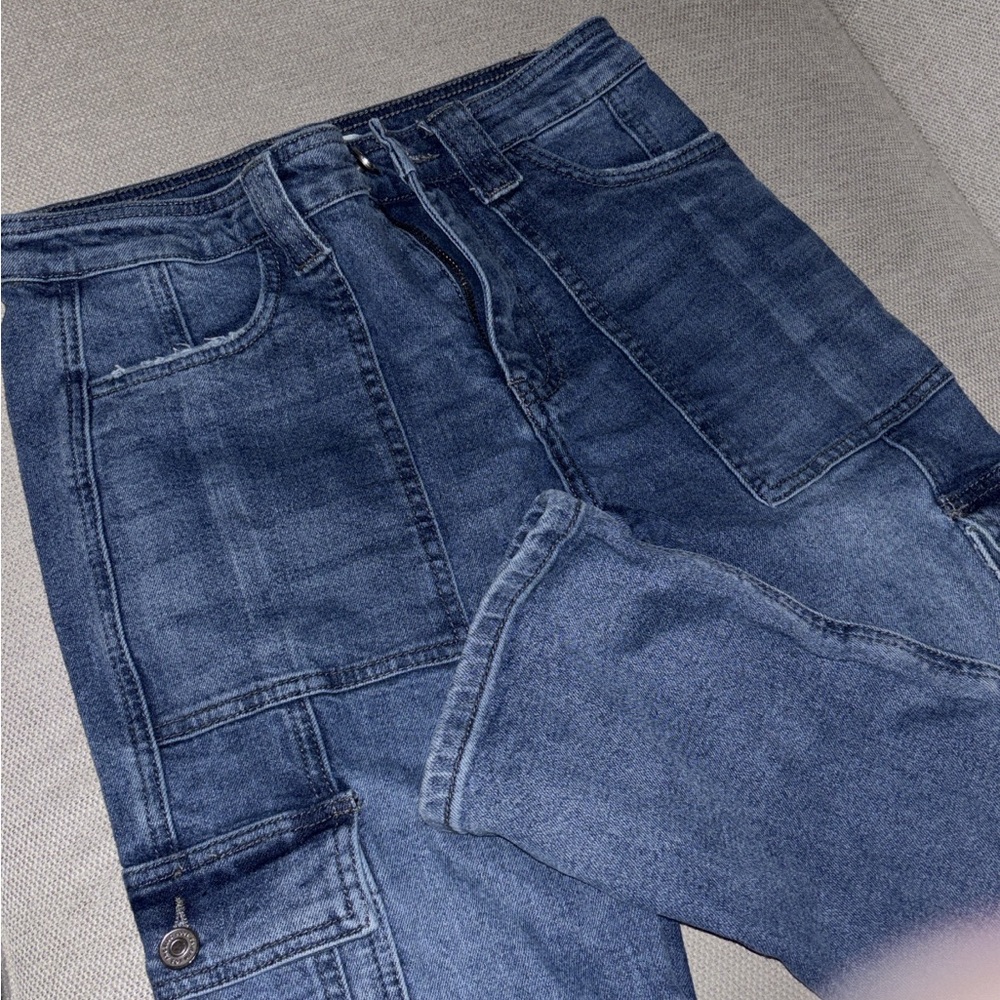 Avery high-rise straight-leg cargo jean